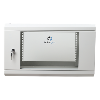 LINKEDPRO - Gabinete de Pared 6U / 19" / Profundidad 455 mm (1.49 ft) / Cristal Templado / Carga 80 kg / Acero Reforzado