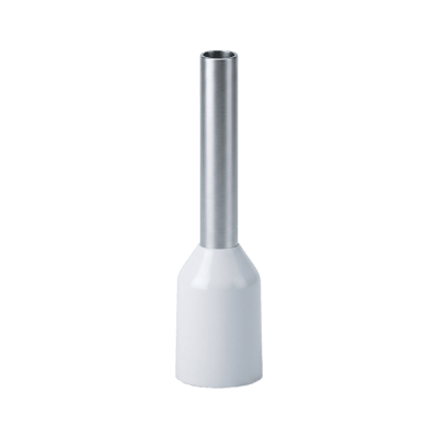 EPCOM POWERLINE - Conector Ferrule | 22AWG | 0.5mm²  | Conductor Latón Estañado  | Aislamiento PVC Blanco | 25 Piezas por Bolsa