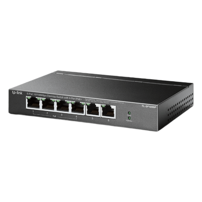 TP-LINK - Switch PoE no administrable / 6 puertos 10/100 Mbps / 4 puertos PoE 802.3af/at / Presupuesto 67 W / Extensor hasta 250 m (820 ft) / Prioridad video