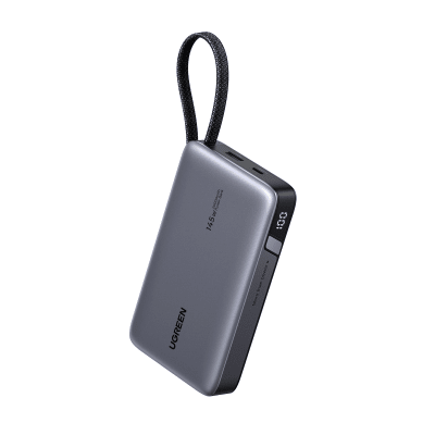 UGREEN - Power Bank 20000mAh con Cable Integrado / Carga Rápida 100W / USB-C PD 3.0 / 4 Celdas Li-ion / 72Wh / Carga Múltiple 145W / Compacto 139x80x27mm
