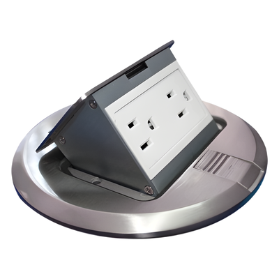 THORSMAN - Mini Caja de Piso Redonda / Acero Inoxidable / 2 Contactos / 15 A ANCE / 150x150x70 mm / 0.92 lb / 5.9x5.9x2.8 pulg