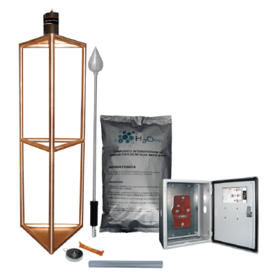 TOTAL GROUND - Kit de Pararrayo con Punta con Diámetro de Protección de 300 metros, fabricado en Acero Inoxidable.