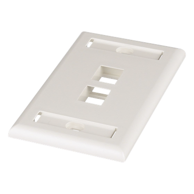 PANDUIT - Placa de Pared Vertical / 2 Puertos Keystone / Espacios para Etiquetas / Blanco Mate / 2.75 x 4.5 pulg.