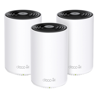 TP-LINK - Sistema Mesh Wi-Fi 6E / Triple Banda AXE5400 / Cobertura Completa 3 Unidades / 1 Puerto 2.5G + 2 Puertos 1G / 4 Antenas MU-MIMO 2x2 / Administración App