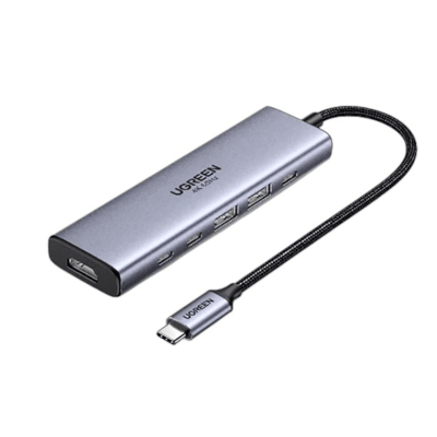 UGREEN - Hub USB-C 6 en 1 / HDMI 4K@60Hz / 2x USB-A 3.2 Gen 2 (10 Gbps) / 2x USB-C 3.2 (10 Gbps) / PD 100W / Compatibilidad Universal / Driver-Free / Aluminio