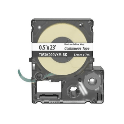 PANDUIT - Casete de Etiquetas de Vinilo de Cinta Continua, Color Negro Sobre Amarillo, Uso Interior/Exterior, 9 mm de Ancho x 7 Metros (22.97 Pies) de Largo