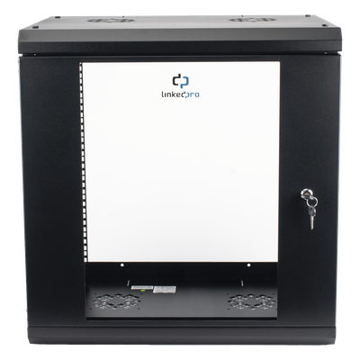 LINKEDPRO - Gabinete de Pared / 12U / 19" / 455 mm Profundidad / Cristal Templado / 80 kg Carga / 1.99 x 2.04 x 1.57 pies