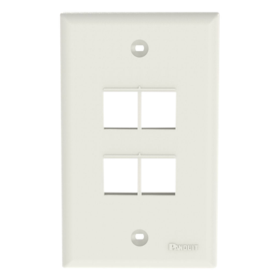 PANDUIT - Placa de Pared Vertical / 4 Puertos Keystone / ABS / Blanco Mate / 69.8 x 114.3 mm / 2.75 x 4.5 pulg. / RoHS