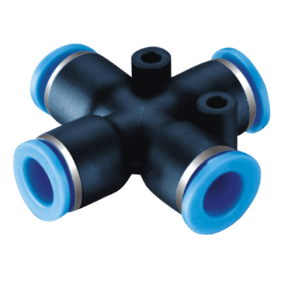 TITAN-AUTOMATION - Conector Neumático a Presión en Cruz / Diámetro Exterior Tubo 6 mm / Para Sistemas Neumáticos Industriales / Conexión Rápida y Segura