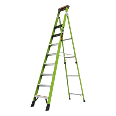 LITTLE GIANT LADDER SYSTEMS - Escalera de Fibra de Vidrio / 3.05 m (10 ft) / Capacidad 170 kg (375 lbs) / Tipo IAA / Doble Configuración / Almohadilla Giratoria / Peldanos Extra Anchos