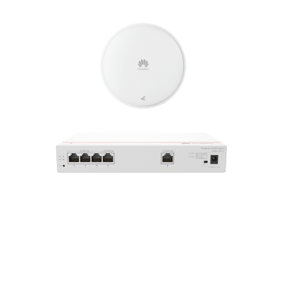 HUAWEI - Kit DEMO de Router Multi-Servicio / 1 puerto 10/100/1000 Mbps(WAN) / 4 puertos 10/100/1000 Mbps(LAN) PoE / 50W + Punto de Acceso Wi-Fi 7 / 3.5 Gbps / MU-MIMO 2x2 (2.4GH y 5GHz) / Smart Antenna más cobertura / Instalación en techo y pared