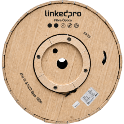 LINKEDPRO - Carrete de 4 Kilómetros de Fibra Óptica Aérea Mini ADSS (ASU) G.652D, Monomodo de 12 Hilos, Exterior, Span 120, Loose Tube
