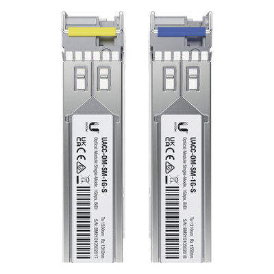 UBIQUITI - Módulo SFP / 1 Gbps / BiDi Monomodo / LC Simplex / Alcance 3 km (9842.5 ft) / Pack de 2