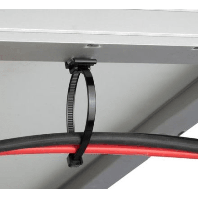 PANDUIT - Cincho de Nylon 6.6 Solar Clip, 188mm largo x 14mm ancho, Color Negro, Exterior Resistente a Rayos UV, Paquete de 100pz