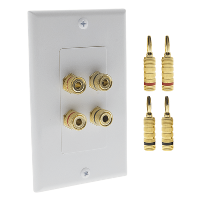 EPCOM PROAUDIO - Placa de Pared para Altavoz / 2 Altavoces / 4 Postes Banana / Conectores Chapados en Oro / 75 x 115 x 15 mm / Sin Soldadura