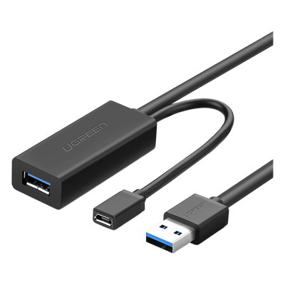 UGREEN - Cable Extensión Activo USB 3.0 / 10 m (32.8 ft) / 5 Gbps / Chip Reforzador / Alimentación Micro USB / Plug & Play