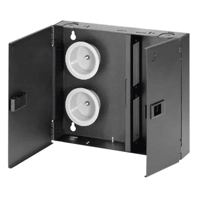 PANDUIT - Caja de Conexión de Fibra Óptica / Montaje en Pared / 2 Placas FAP o FMP / Hasta 48 Fibras / Área de Bobinado Integrada / Cierre con Opción de Cerradura