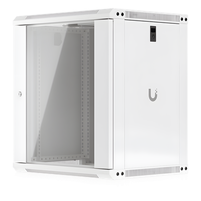 UBIQUITI - Gabinete Rack 12U / Montaje en Pared / 550 x 450 mm / Puerta de Vidrio Templado / Ventilación Integrada / Capacidad 50 kg