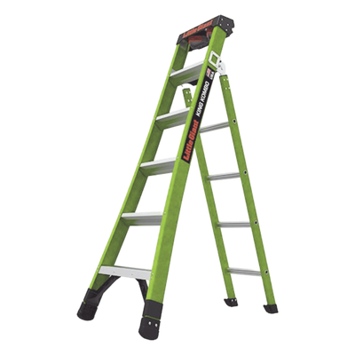 LITTLE GIANT LADDER SYSTEMS - Escalera Combinada 3 en 1 / Fibra de Vidrio / 1.83 m (6 ft) / Carga 170 kg (375 lb) / Almohadilla Giratoria / Barra en V