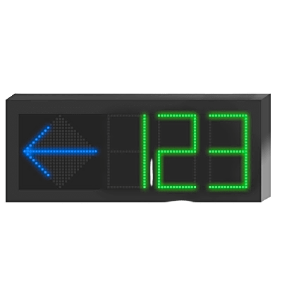 HIKVISION - Panel LED Indicador de Estacionamiento Hikvision / 3 Dígitos con Flecha Direccional / Pantalla 7 Colores / Comunicación RS485-RJ45 / Montaje Colgante / Visualización Tiempo Real / Iconos Especiales