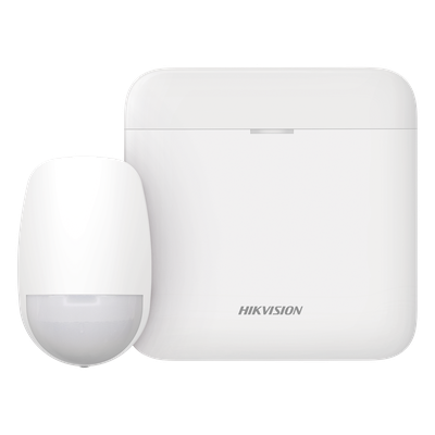 HIKVISION - Kit de Alarma Inalámbrica / Hub con Batería 35 h / Sensor PIR 15 m (49.2 ft) / 85.9° Cobertura / 48 Zonas / Wi-Fi 2.4 GHz / 433 MHz AES-128