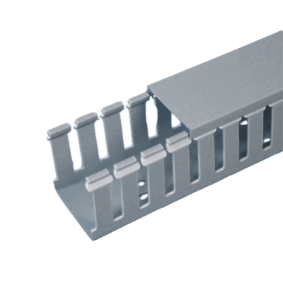 PANDUIT - Canaleta Ranurada de PVC con Tapa, Tipo F, 32 mm de Ancho, 101.6 mm de Alto y 2 m de Largo, Color Gris