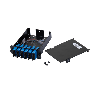 PANDUIT - Placa Acopladora de Fibra Óptica / 12 Pigtails Monomodo OS2 / 6 Conectores SC Duplex / 12 Fibras / 1 m (3.28 ft) / Color Azul