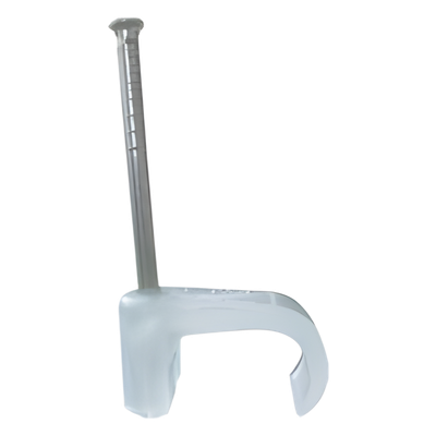 THORSMAN - Grapa para cable plano / 6mm / Clavo integrado 30mm / Polipropileno transparente / 100 piezas