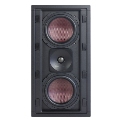 TRUAUDIO - Bocina de pared / 2 woofers de fibra de carbono 6.5'' (16.5 cm) / Tweeter de titanio 1'' (2.5 cm) / 200W / Chasis de aluminio extruido / Parrilla invisible