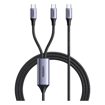 UGREEN - Cable USB-C a Y / 100W / PD3.0 / QC4.0 / 1.5 m (4.9 ft) / Nylon Trenzado / Aluminio
