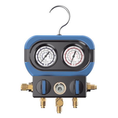 EPCOM - Manifold de 2 Válvulas / Presión Máxima 500 psi / Vacío -30 inHg / Multigas R22, R32/R410A, R404A, R407C / Conexión 5/16" SAE / Resistente a Impactos