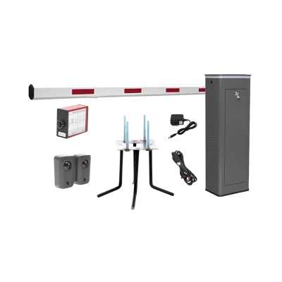 ACCESSPRO - Kit COMPLETO Barrera Izquierda XBS Con Corona LED / Brazo de 5.5 Metros / Incluye Sensor de Masa, Transformador, Lazo Magnético, Ancla, Fotoceldas y 2 Controles Inalámbricos