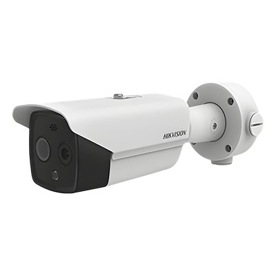 HIKVISION - Cámara Bala IP Termográfica / Medición Temperatura -20°C a 150°C / Sensor Térmico 160 x 120 / Teleobjetivo Térmico 9.7 mm / Óptica 5 MP / IR 40 m (131.2 ft) / IP67