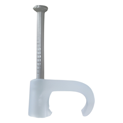 THORSMAN - Grapa para cable plano / 5 mm / Clavo 25 mm (1') / Polipropileno transparente / 100 pzs