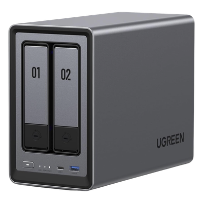 UGREEN - NAS 2 Bahías / Intel N100 4 Núcleos / DDR5 8 GB / SATA 48 TB / M.2 NVMe 16 TB / Ethernet 2.5G / HDMI 4K
