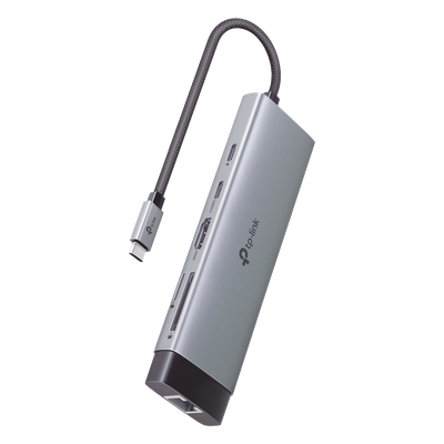 TP-LINK - HUB USB-C 9 en 1 / HDMI 4K@60Hz / Ethernet Gigabit / 100W PD / 140.2x43x14.3 mm (0.46x0.14x0.047 ft)