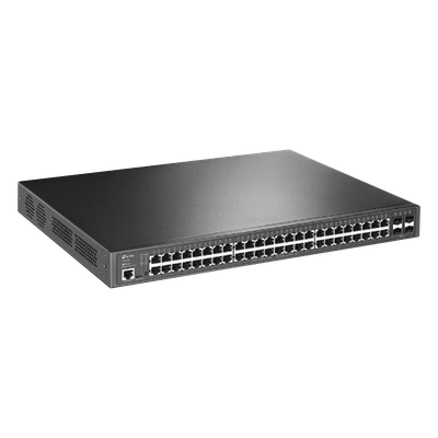 TP-LINK - Switch PoE+ L2+ / 48 Puertos Gigabit / 4 SFP 1G / Presupuesto PoE 384W / Rendimiento 104 Gbps / Montaje en Rack