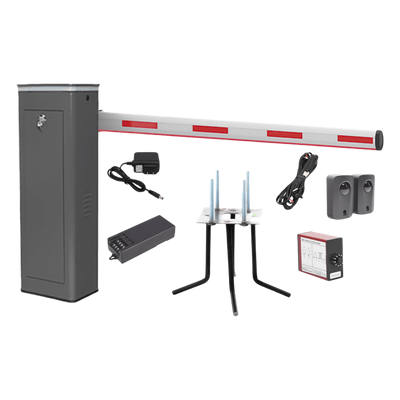 ACCESSPRO - Barrera Vehicular Derecha / Brazo Iluminado 5 m (16.4 ft) / Uso Semi-Intensivo 150 Ciclos/Hora / Encoder / Sensor de Masa / Fotoceldas / 110 V