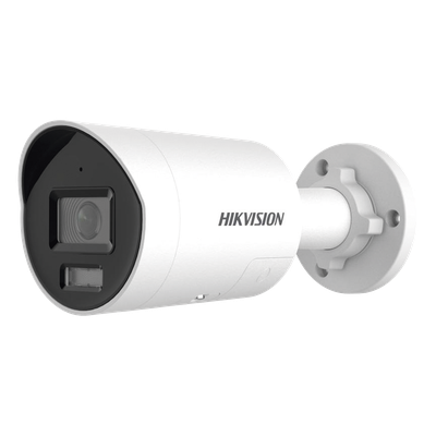 HIKVISION - [Dual Light + ColorVu] Bala IP 8 Megapixel (4K) / Lente 2.8 mm / 40 mts IR + 40 mts Luz Blanca / Exterior IP67 / Luz Intermitente y Alerta de Audio / Micrófono Integrado / ACUSENSE / Metal / ACUSEARCH