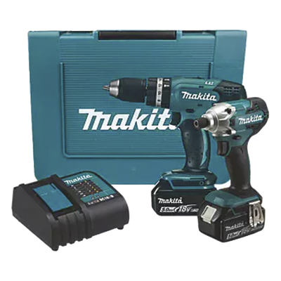 MAKITA - Kit Taladro Rotomartillo y Atornillador de Impacto / 18V / 2 Baterías 5.0 Ah / Cargador Rápido / 38 Nm y 155 Nm / 1.64 pies-lb y 114.3 ft-lb