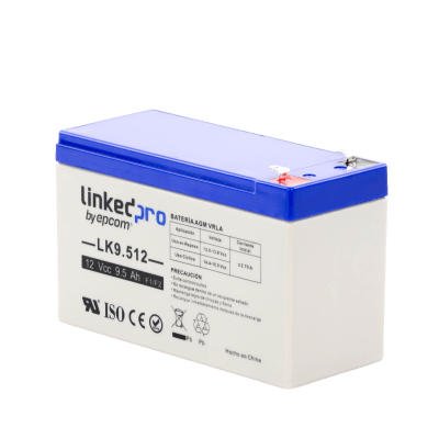 LINKEDPRO BY EPCOM - Batería 12 V / 9.5 Ah / UL / Tecnología AGM / Vida útil promedio 5 años / Para uso en equipo electrónico, Alarmas de Intrusión / Incendio/ Control de acceso / Video Vigilancia / Terminales F1 ( Incluye adaptador F