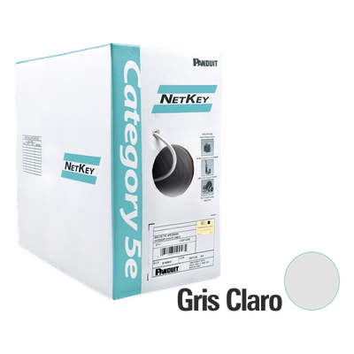 PANDUIT - Bobina de Cable UTP / Cat 5e / 24 AWG / CMR Riser / 305 m (1000 ft) / 4 Pares / Cobre Sólido / Gris Claro