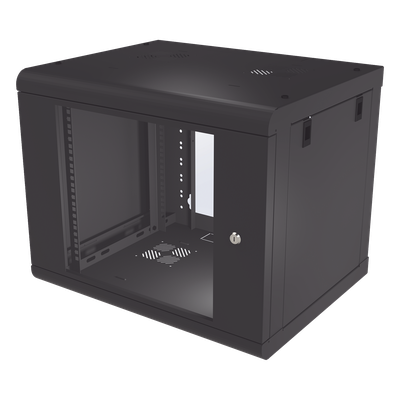 LINKEDPRO - Gabinete de Pared de 9U con Puerta de Cristal Templado, 479.5 mm de Profundidad, Rack de 19'', Acero Reforzado Color Negro.