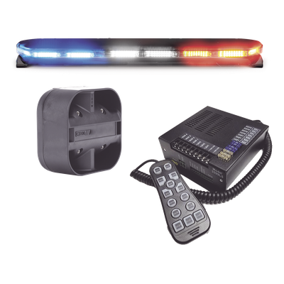 ECCO - Kit de Torreta LED / 47 Pulgadas / 300 LEDs Dual Color / Perfil Bajo 1.6 Pulgadas / Sirena Inalámbrica 100W / Certificación SAE Class I