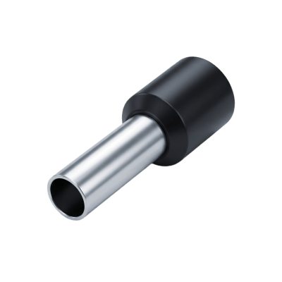 EPCOM POWERLINE - Conector Ferrule | 16AWG | 1.5mm² | Conductor Latón Estañado | Aislamiento PVC Negro / 14.6 mm | 25 Piezas por Bolsa