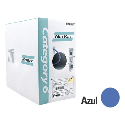 PANDUIT - Bobina de Cable UTP / 305 m (1000 pies) / Categoría 6 / 24 AWG / Riser CMR / 4 Pares / Cobre / Azul