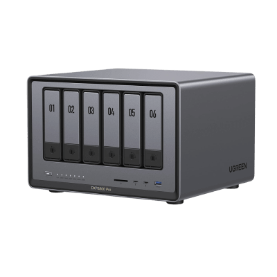 UGREEN - NAS UGREEN NASync DXP6800 Pro / Intel Core i5-1215U 10 Núcleos / 6 Bahías SATA + 2 M.2 NVMe / 2 Puertos Thunderbolt 4 / 2 Puertos 10GbE / 8K HDMI / PCIe 4.0 x4 / DDR5 Hasta 64GB / Compatibilidad Multiplataforma