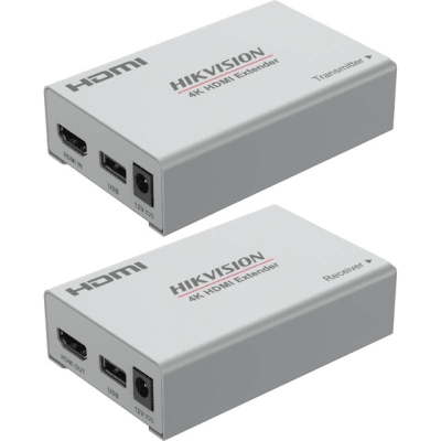 HIKVISION - Kit Extensor de Video y Audio por HDMI en 4K / Hasta 120 Metros (30 Hz) y 60 Metros (60 Hz) de Distancia con Cat 6 / Cero Latencia