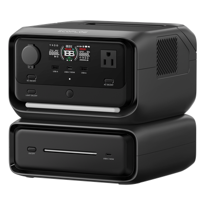 ECOFLOW - Estación de Energía Portátil / 572 Wh / 4 AC 800 W (Max. 1600 W) / USB-C 100 W / Carga Rápida 60 min / Wi-Fi y Bluetooth / Carga Solar 220 W