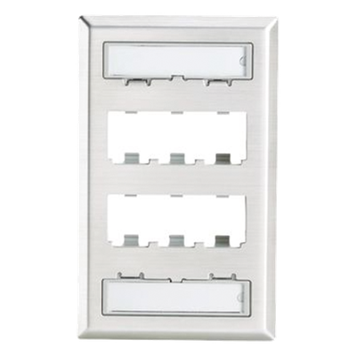 PANDUIT - Placa de Pared Vertical / 6 Puertos Mini-Com / Acero Inoxidable Grado 304 / 69.8 x 114.3 mm / 2.75 x 4.5 in